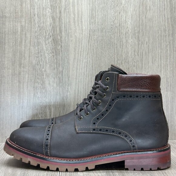 Warfield & Grand Boots Mens Sz 8 Presidio Leather Lace Up Cap Toe Ankle Brown - Picture 3 of 13